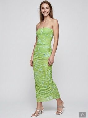 Anthropologie strapless pistachio green tube dress